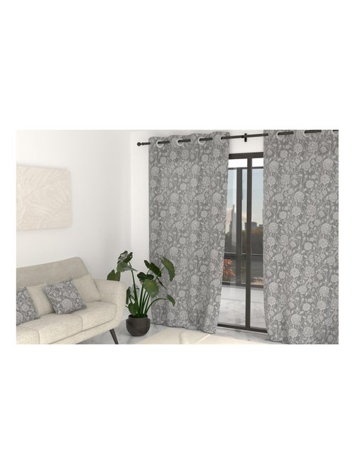 Rideau à oeillets imprimé en polycoton 135x250 cm DAHLIA, par Soleil d'Ocre - Kiabi