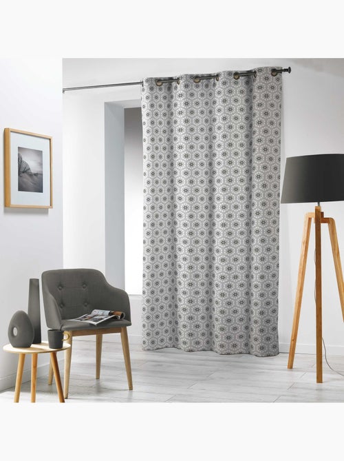 Rideau a oeillets imprime Microfibre Collection Satine - Kiabi