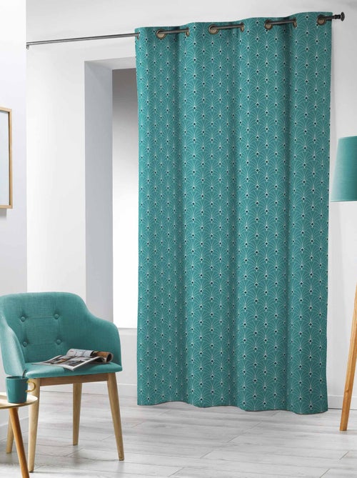 Rideau a oeillets imprime Microfibre Yali - Kiabi
