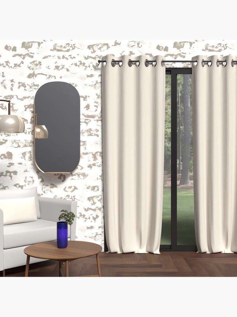 Rideau à oeillets isolant BOHEME, par Soleil d'Ocre Beige - Kiabi