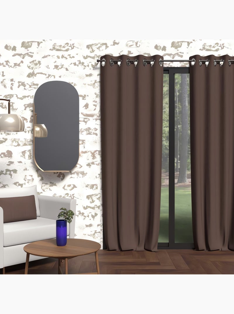 Rideau à oeillets isolant BOHEME, par Soleil d'Ocre Marron - Kiabi