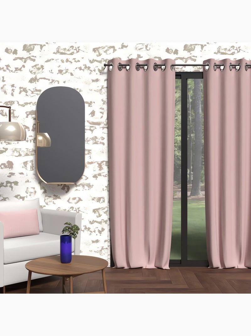 Rideau à oeillets isolant BOHEME, par Soleil d'Ocre Rose - Kiabi