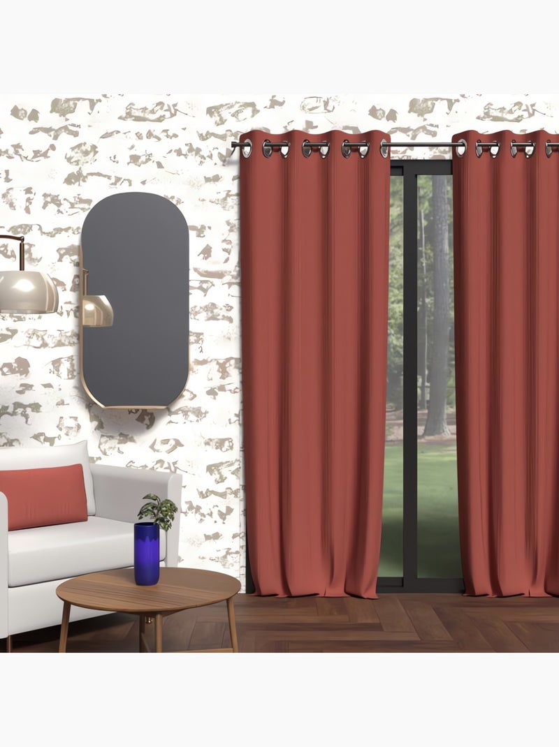 Rideau à oeillets isolant BOHEME, par Soleil d'Ocre Rouge brique - Kiabi