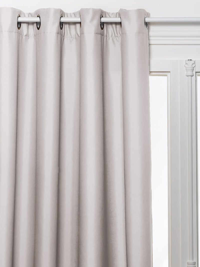 Rideau à oeillets isolant thermique avec doublure polaire Beige clair - Kiabi