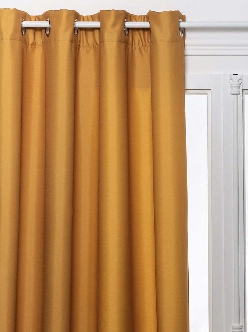Rideau à oeillets isolant thermique avec doublure polaire Jaune foncé - Kiabi