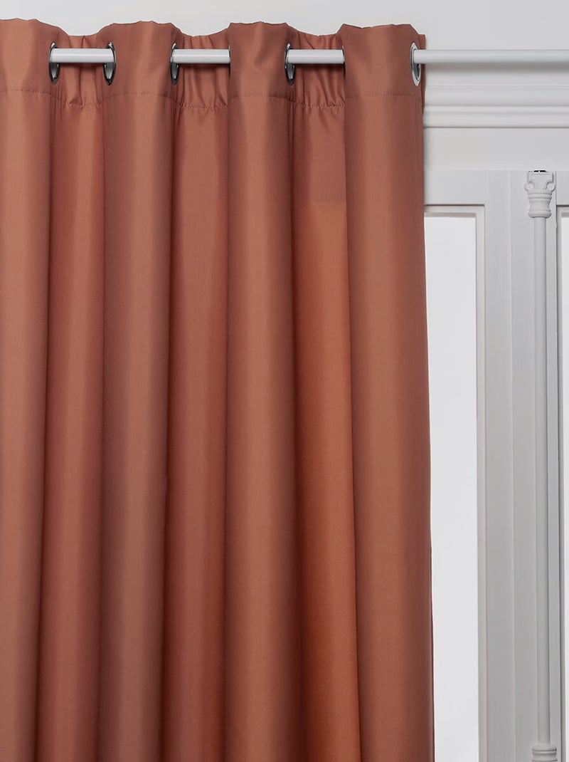 Rideau à oeillets isolant thermique avec doublure polaire Terracotta - Kiabi