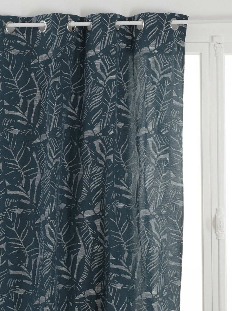 Rideau à œillets jacquard 140x260 Folha canard Bleu - Kiabi
