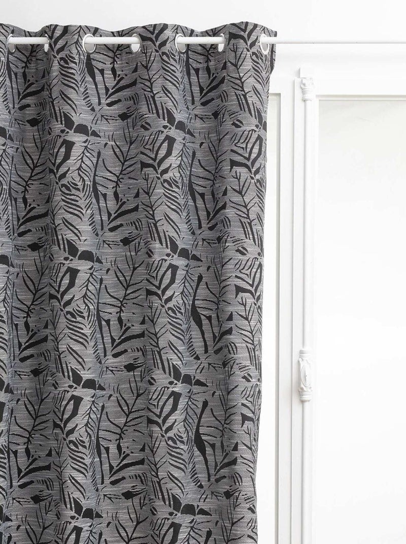 Rideau à œillets jacquard 140x260 Folha noir Noir - Kiabi
