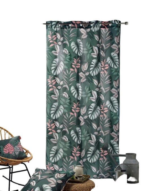 Rideau à oeillets Jardin d'interieur kaki - Kiabi