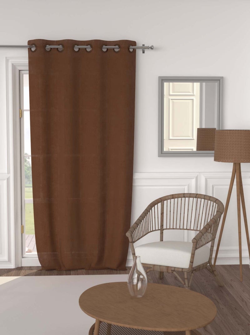 Rideau à oeillets lin coton 135x250 cm LINO, par Soleil d'Ocre Marron - Kiabi