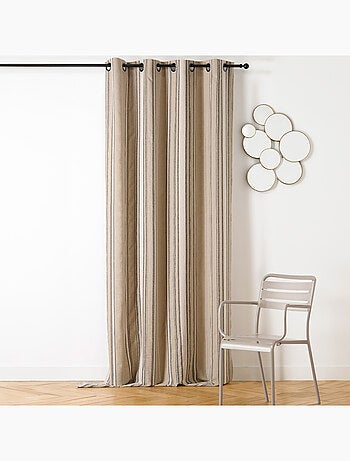 Rideau à Oeillets Lin Rayé Esprit Méditerranéen