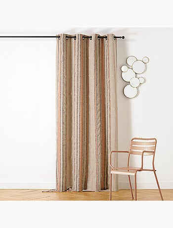 Rideau à Oeillets Lin Rayé Esprit Méditerranéen