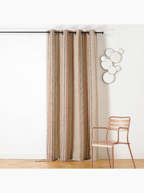 Rideau à Oeillets Lin Rayé Esprit Méditerranéen - Kiabi
