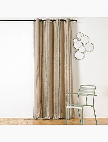 Rideau à Oeillets Lin Rayé Esprit Méditerranéen