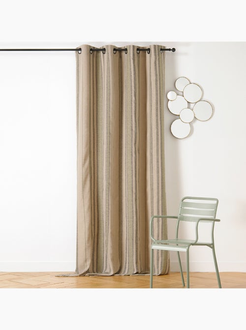 Rideau à Oeillets Lin Rayé Esprit Méditerranéen - Kiabi