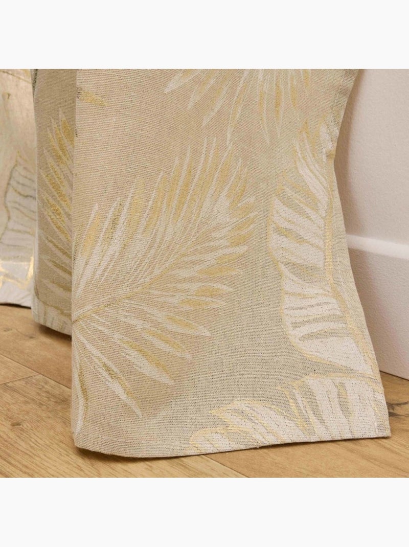 Rideau à œillets malaya imprimé métallisé Beige - Kiabi