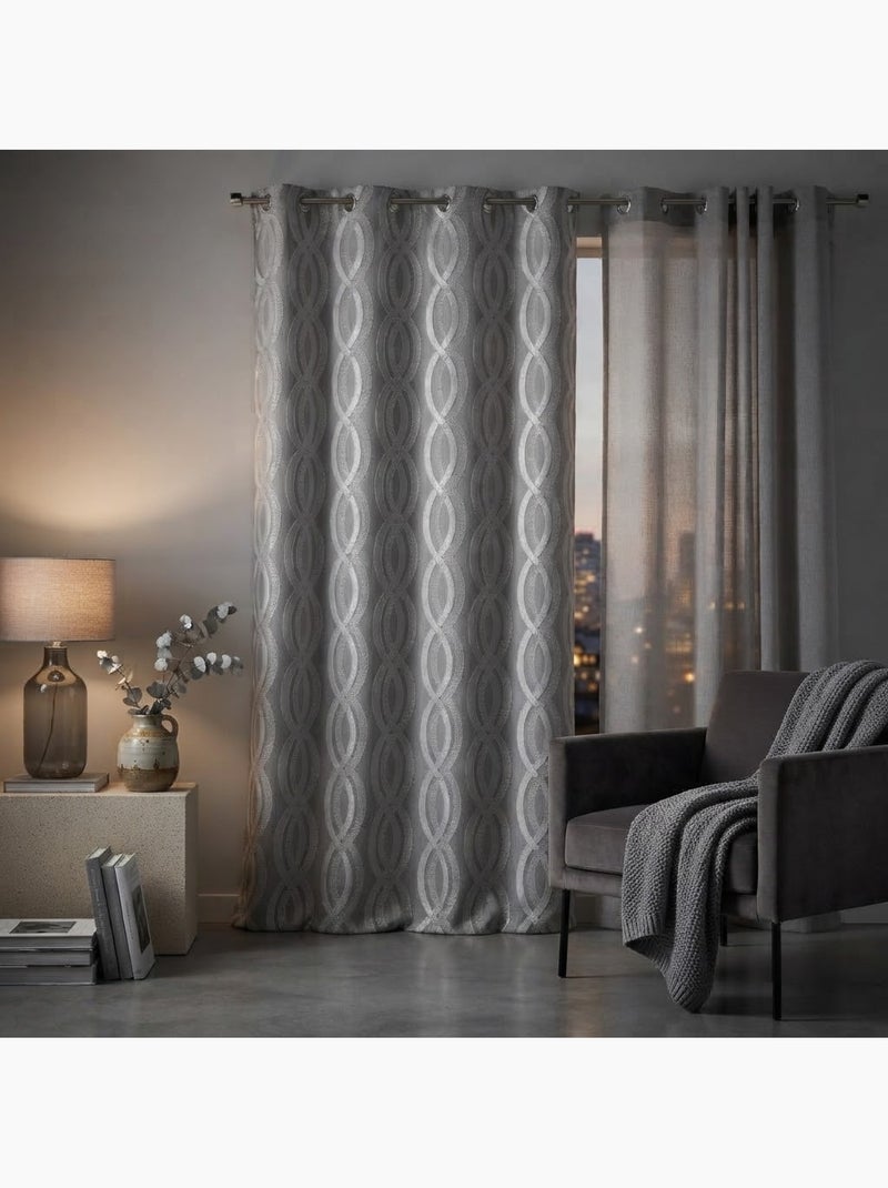 Rideau a oeillets miriade Gris clair - Kiabi