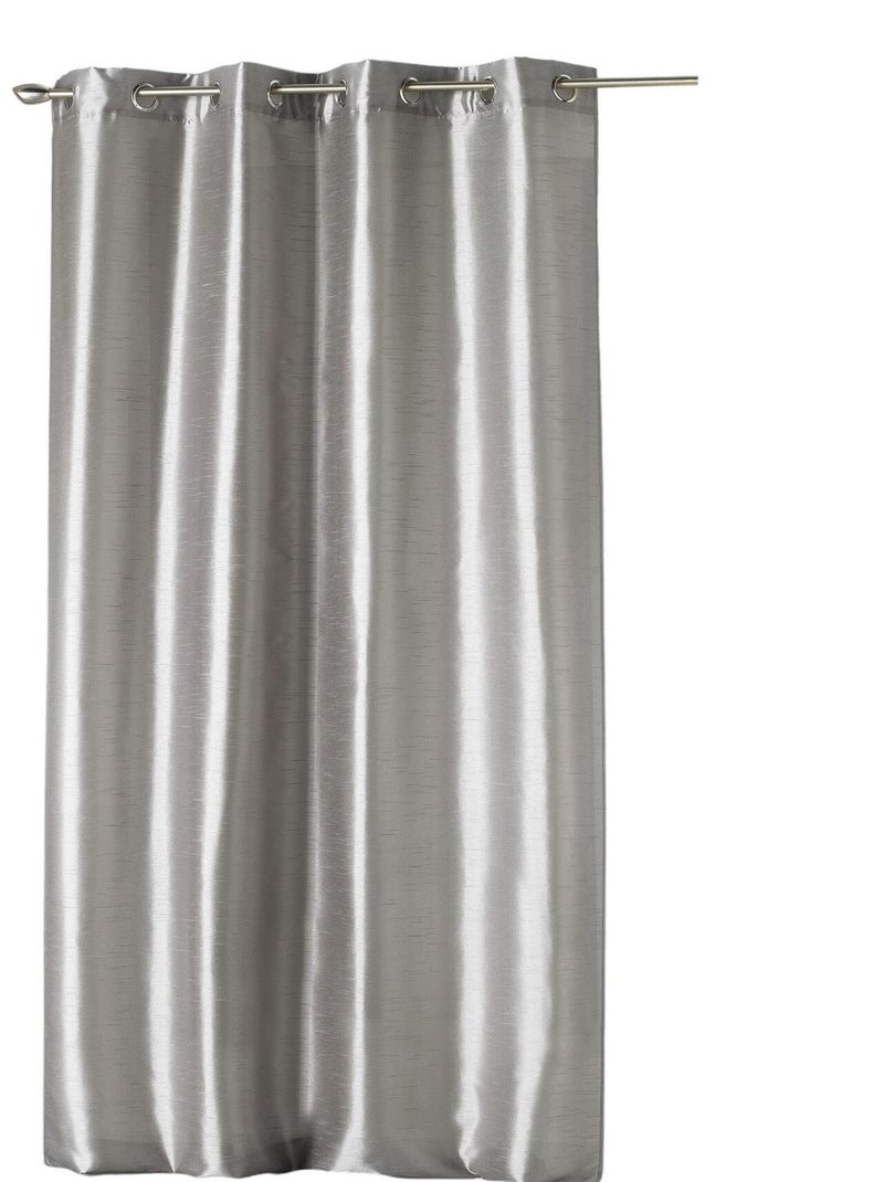 Rideau a oeillets Modele Shantung Shana Gris clair - Kiabi
