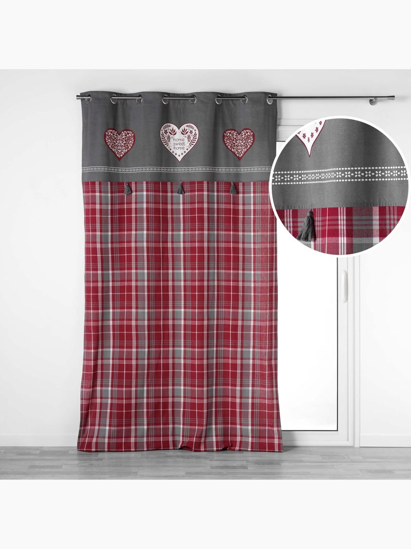 Rideau À Œillets – Motif Cœur & Pompons Sweet Heart Gris - Kiabi