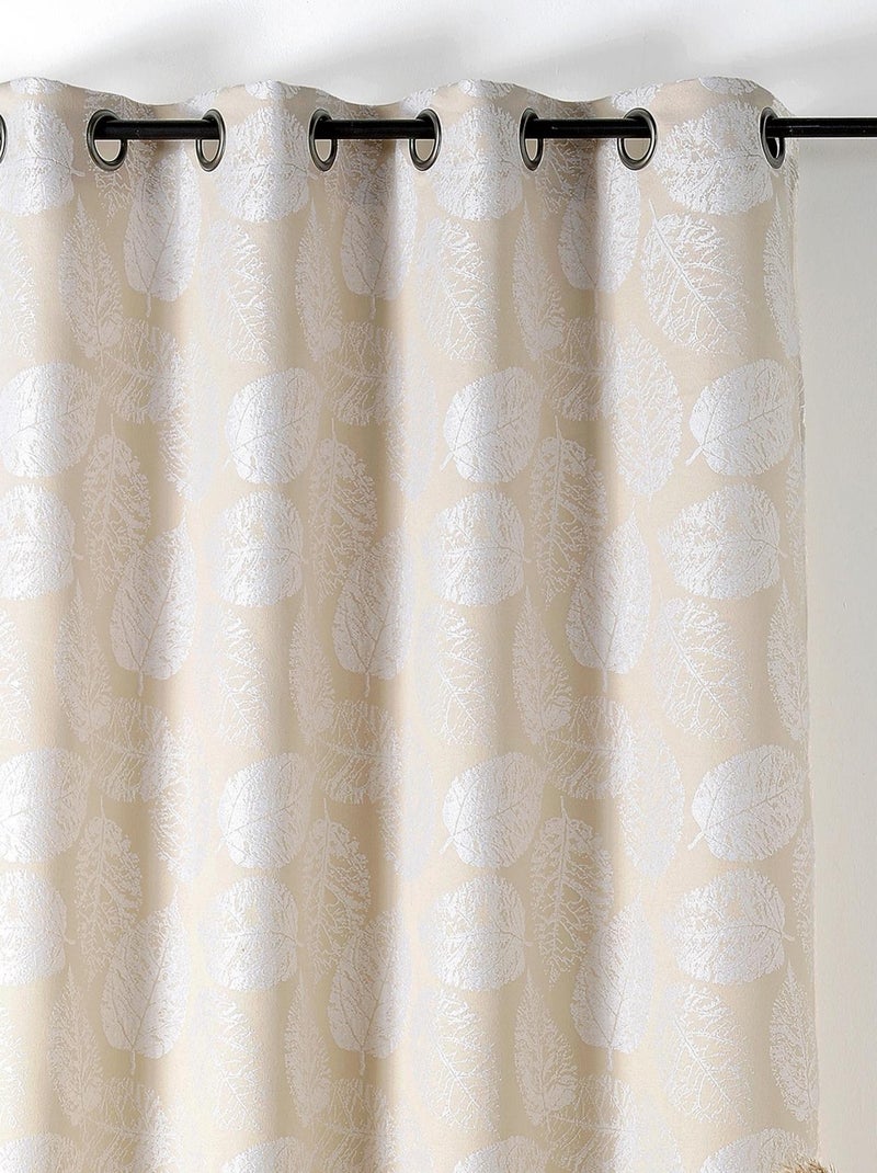 Rideau à Oeillets Motif Feuillage avec Relief Blanc - Kiabi