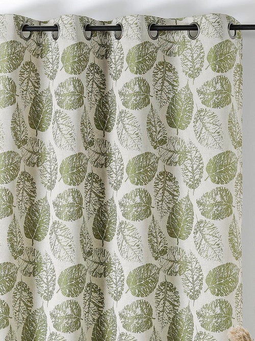 Rideau à Oeillets Motif Feuillage avec Relief - Kiabi