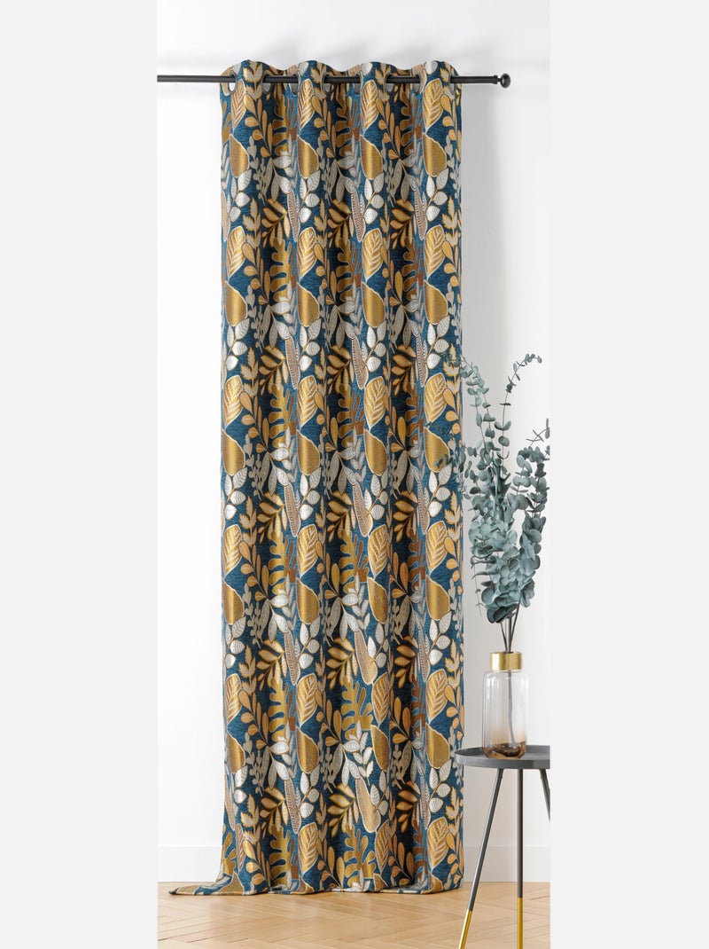 Rideau à Oeillets Motif Végétal Vintage Jaune - Kiabi