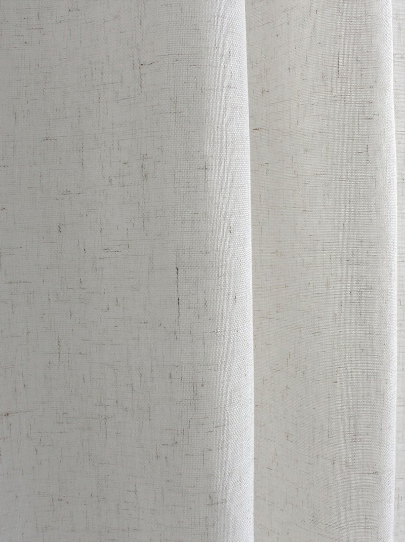Rideau à oeillets naturel  - Effet lin Blanc - Kiabi