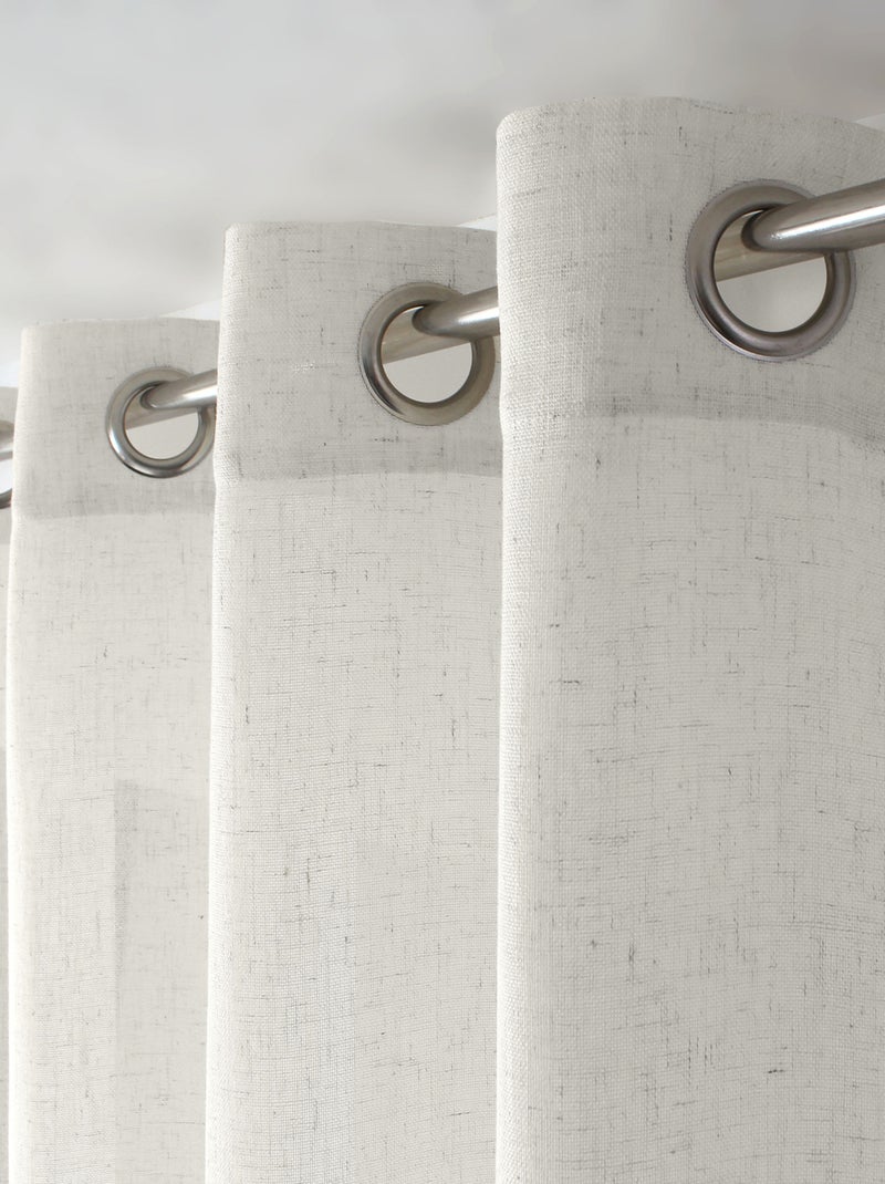 Rideau à oeillets naturel  - Effet lin Blanc - Kiabi