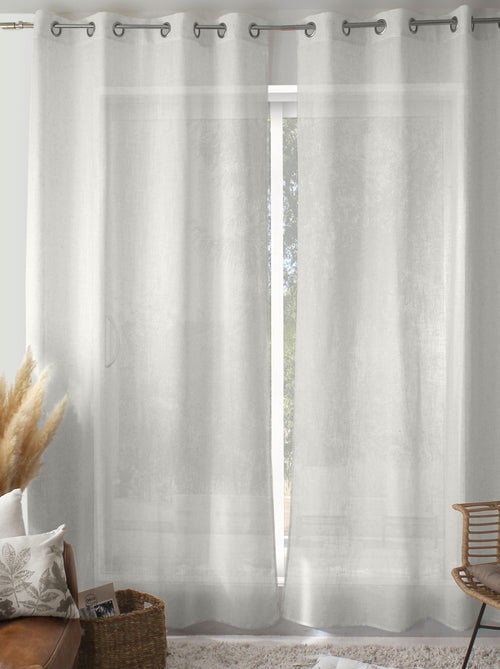 Rideau à oeillets naturel  - Effet lin - Kiabi