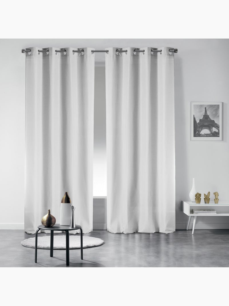 Rideau a oeillets occultant 135 x 240 cm Occult Neige Gris - Kiabi