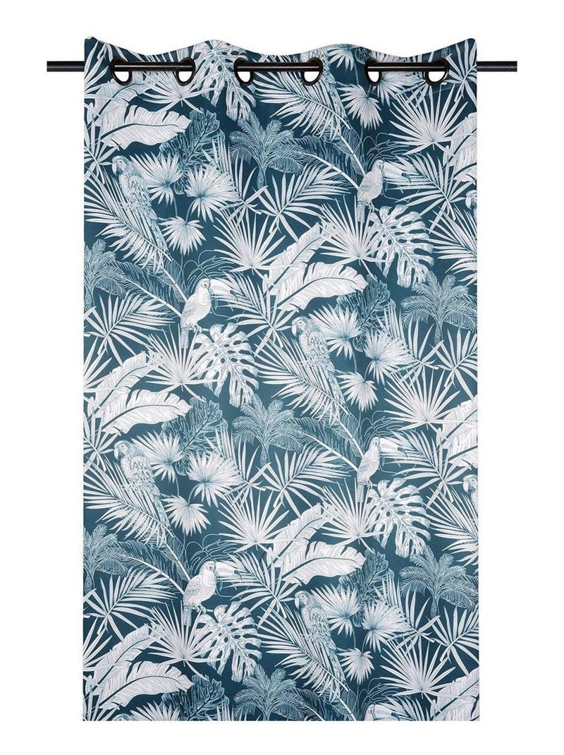 Rideau à œillets occultant 135x260 cm Brasil pétrole Bleu - Kiabi