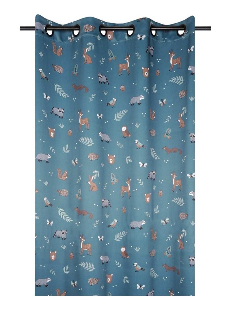 Rideau à œillets occultant 135x260 cm Saturnin Bleu - Kiabi
