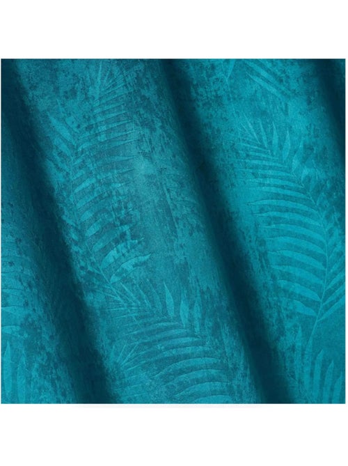 Rideau a oeillets occultant 140 x 240 cm tropicaline petrole - Kiabi