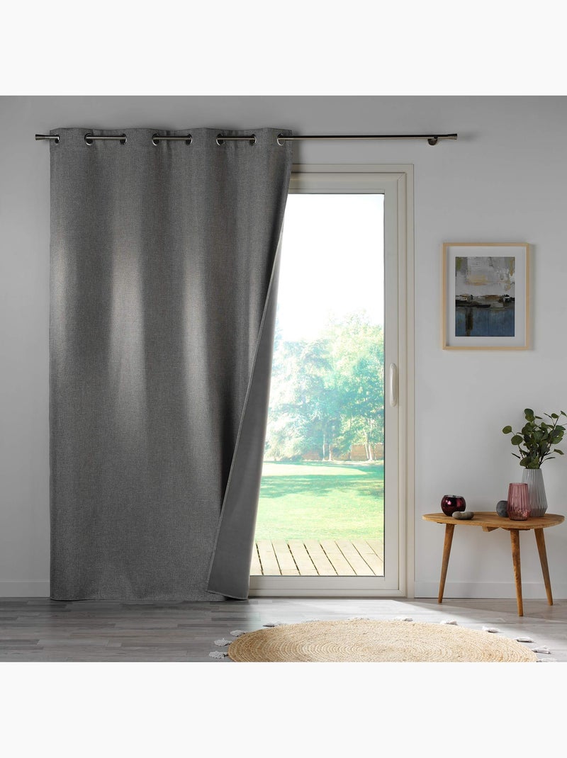Rideau a oeillets occultant 140 x 260 cm Crepuscules gris Gris - Kiabi