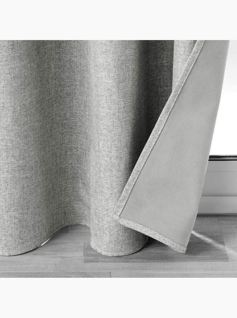 Rideau a oeillets occultant 140 x 260 cm Crepuscules gris Gris - Kiabi