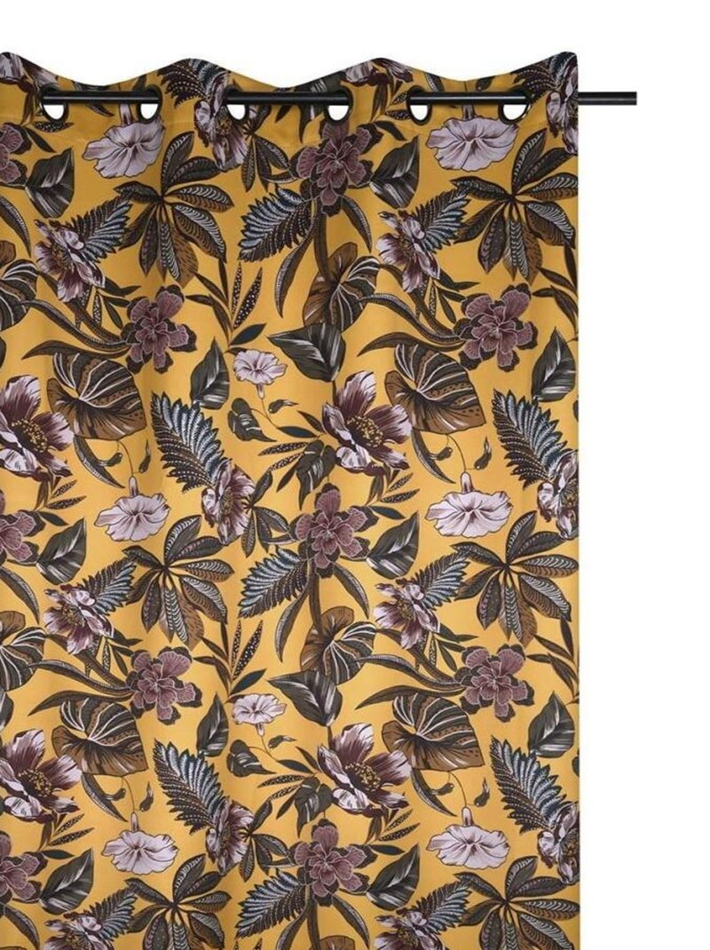 Rideau à œillets occultant 140x260 cm Curiosity moutarde Jaune - Kiabi