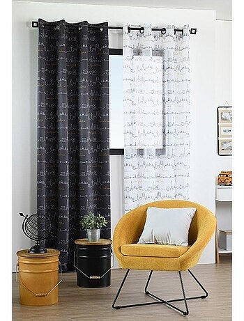 Rideau à œillets occultant 140x260 cm Roadtrip anthracite