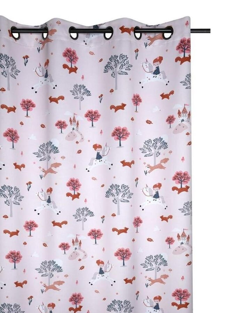 Rideau à œillets occultant 140x260 Cyrielle rose Rose - Kiabi