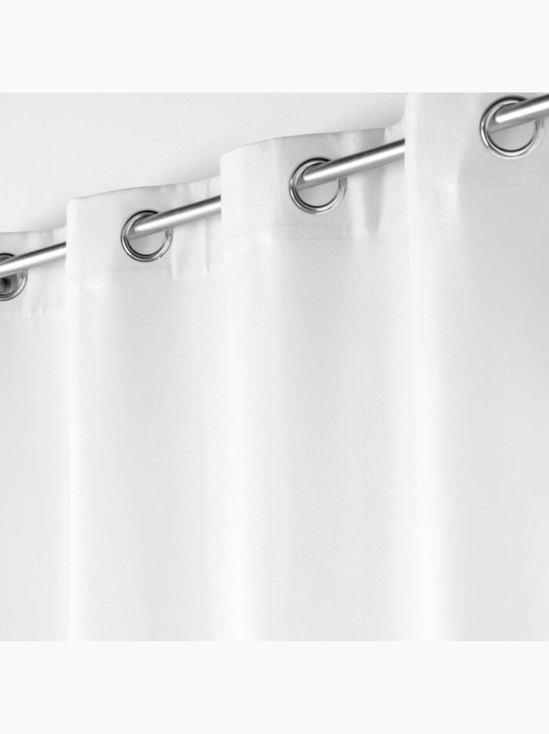 Rideau à oeillets occultant chambray uni Blanc - Kiabi