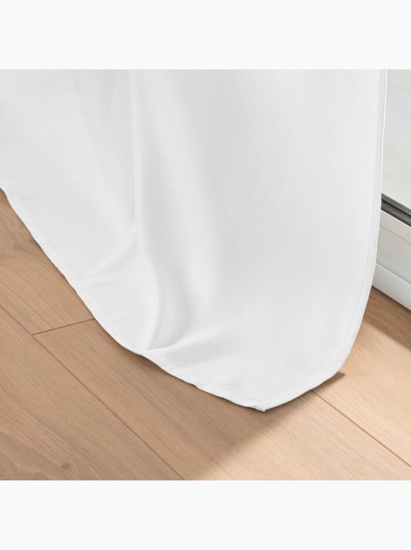 Rideau à oeillets occultant chambray uni Blanc - Kiabi