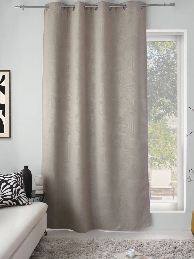 Rideau à oeillets occultant imprimé géométrique Bois naturel - Kiabi