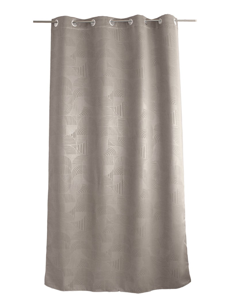 Rideau à oeillets occultant imprimé géométrique Bois naturel - Kiabi