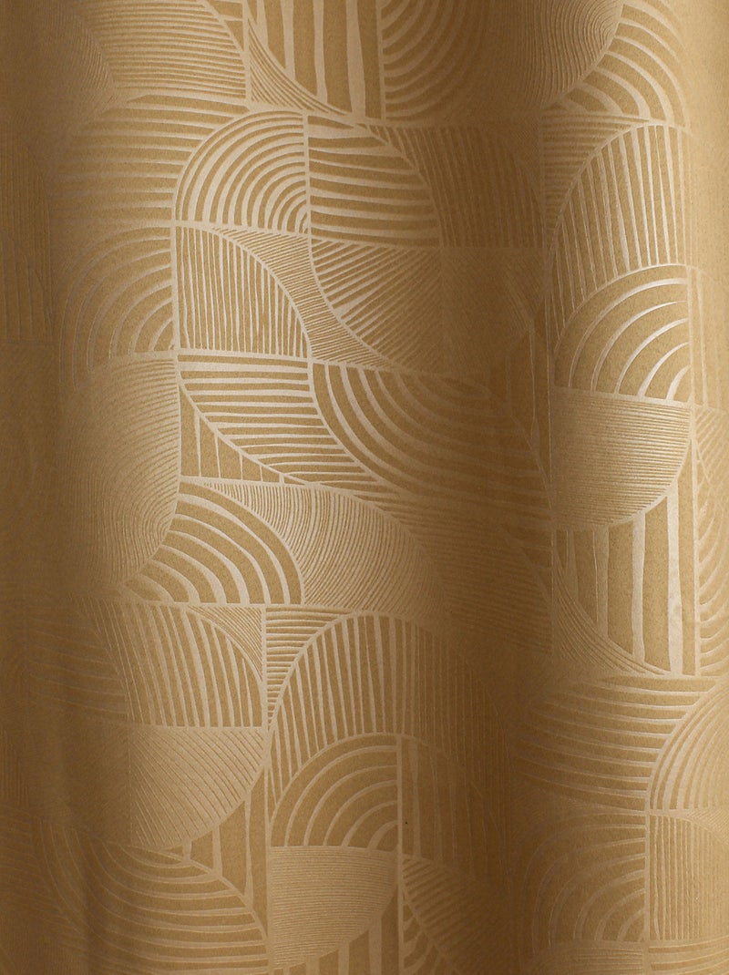 Rideau à oeillets occultant imprimé géométrique Marron tabac - Kiabi