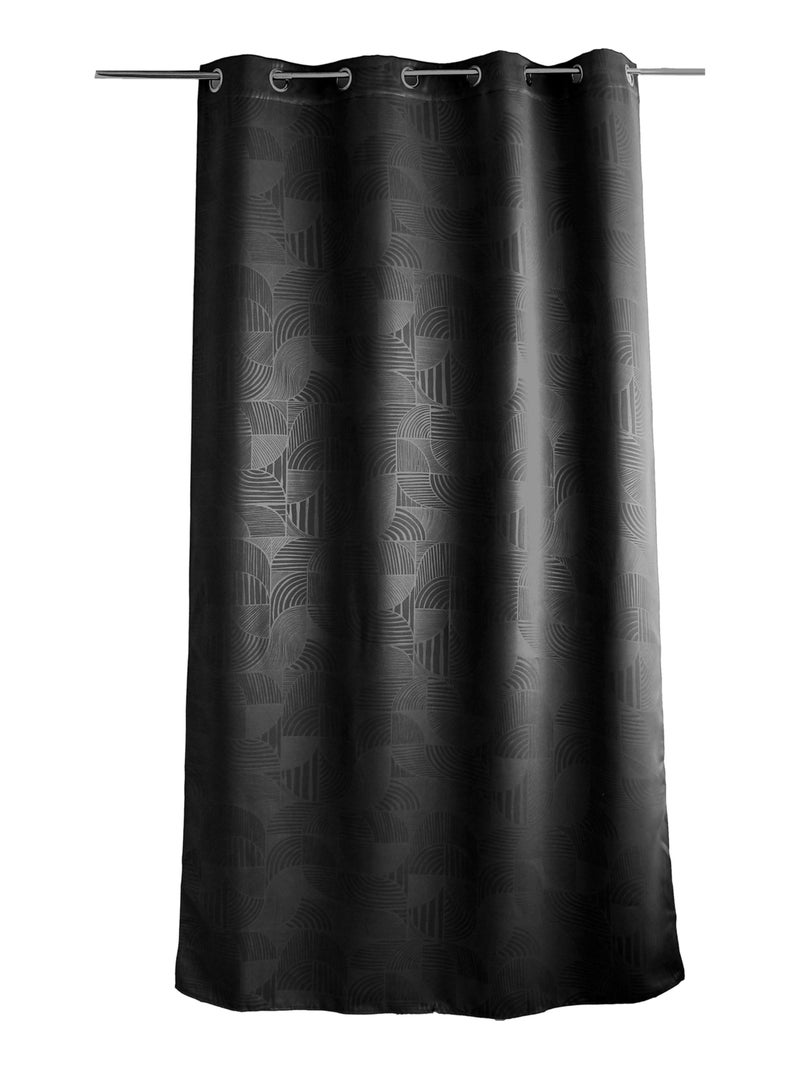 Rideau à oeillets occultant imprimé géométrique Noir - Kiabi