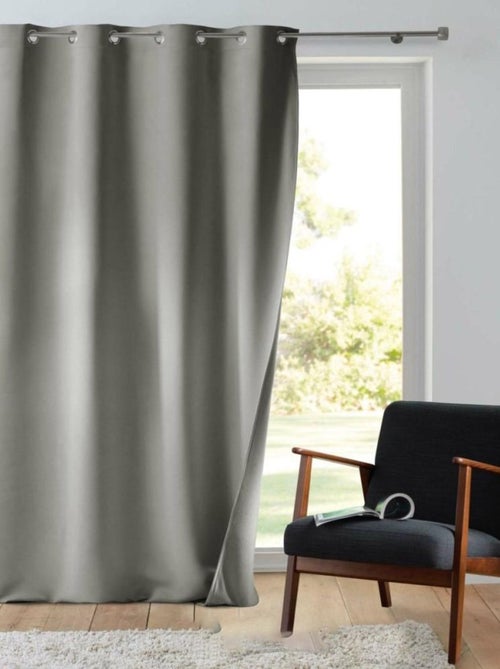 Rideau à œillets occultant isolant 135x260 cm Micropolar gris - Kiabi