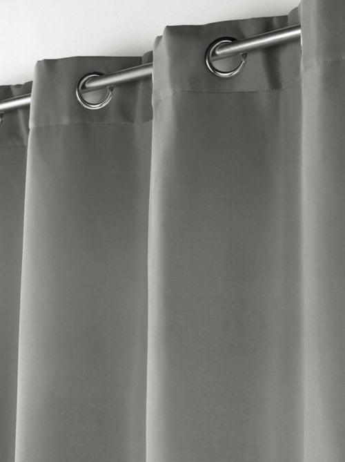 Rideau à œillets occultant isolant 135x260 cm Micropolar gris - Kiabi