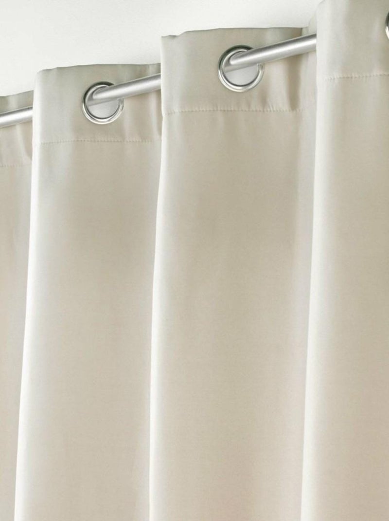 Rideau à œillets occultant isolant 135x260 cm Micropolar lin Beige - Kiabi