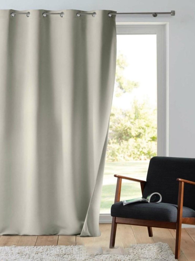 Rideau à œillets occultant isolant 135x260 cm Micropolar lin Beige - Kiabi
