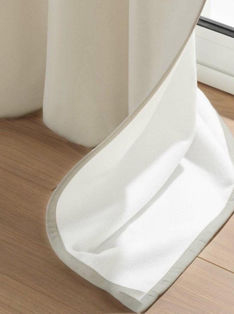 Rideau à œillets occultant isolant 135x260 cm Micropolar lin Beige - Kiabi