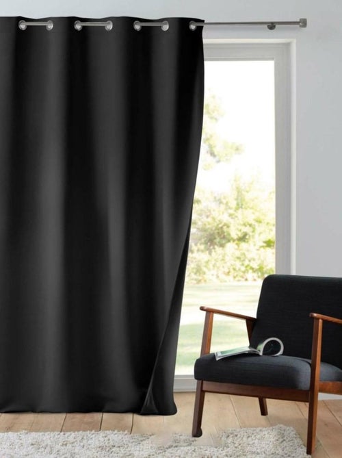 Rideau à œillets occultant isolant 135x260 cm Micropolar noir - Kiabi